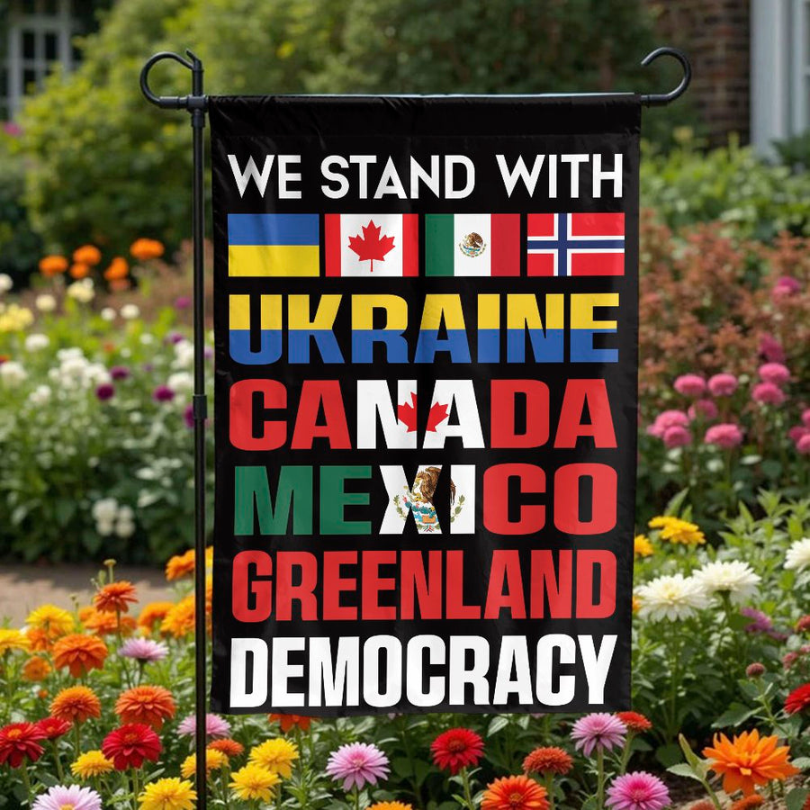 We Stand With Ukraine Garden Flag | Allied Nations Support for Democracy | Weather-Resistant Polyester | Outdoor Yard Decor Gift