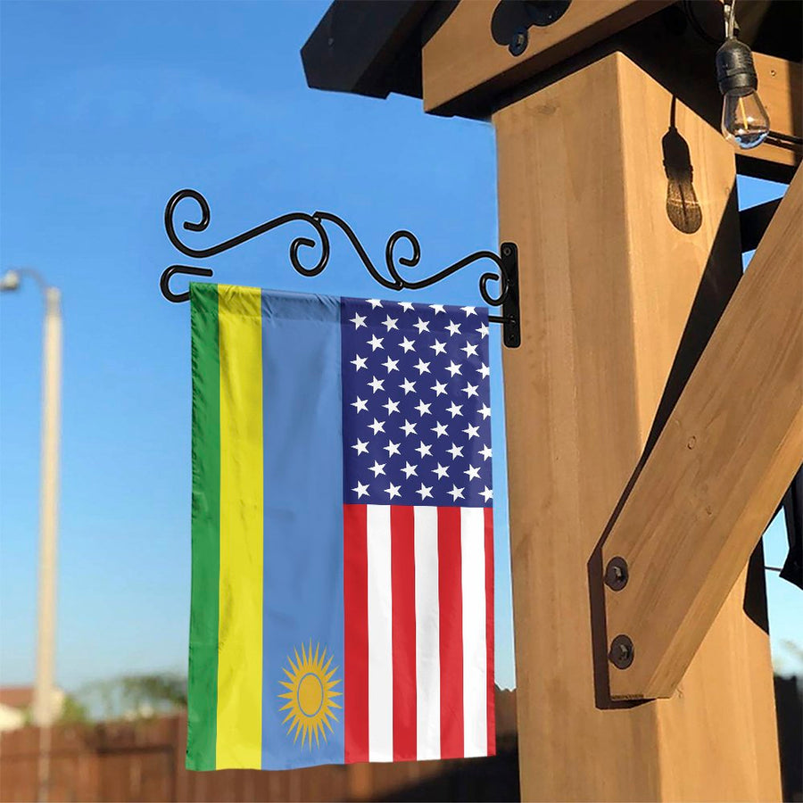 Rwandan American Flag Garden Flag | Double Sided USA Rwanda Heritage Design | Weather-Resistant Polyester | Outdoor Yard Decor Gift for Rwandan American Families