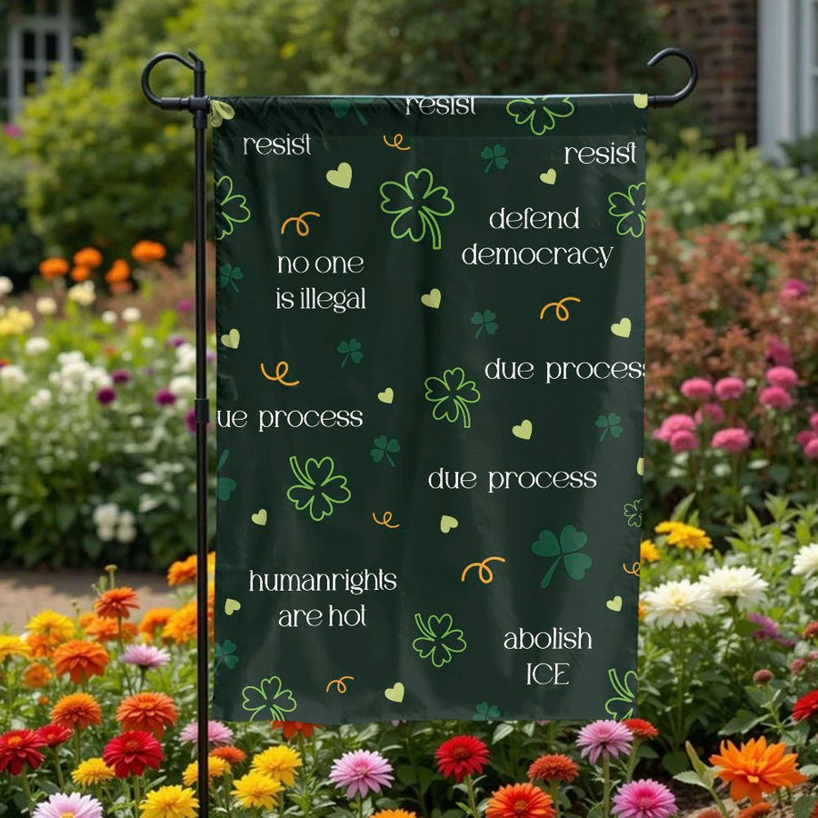 Progressive Garden Flag | Resist Abolish ICE Social Justice Banner | Double Sided Weatherproof Fabric | Activist Yard Art Gift