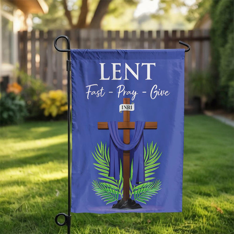Lent Garden Flag | Double-Sided Christian Cross Design | Weather-Resistant Polyester | Religious Lenten Season Home Decor Gift
