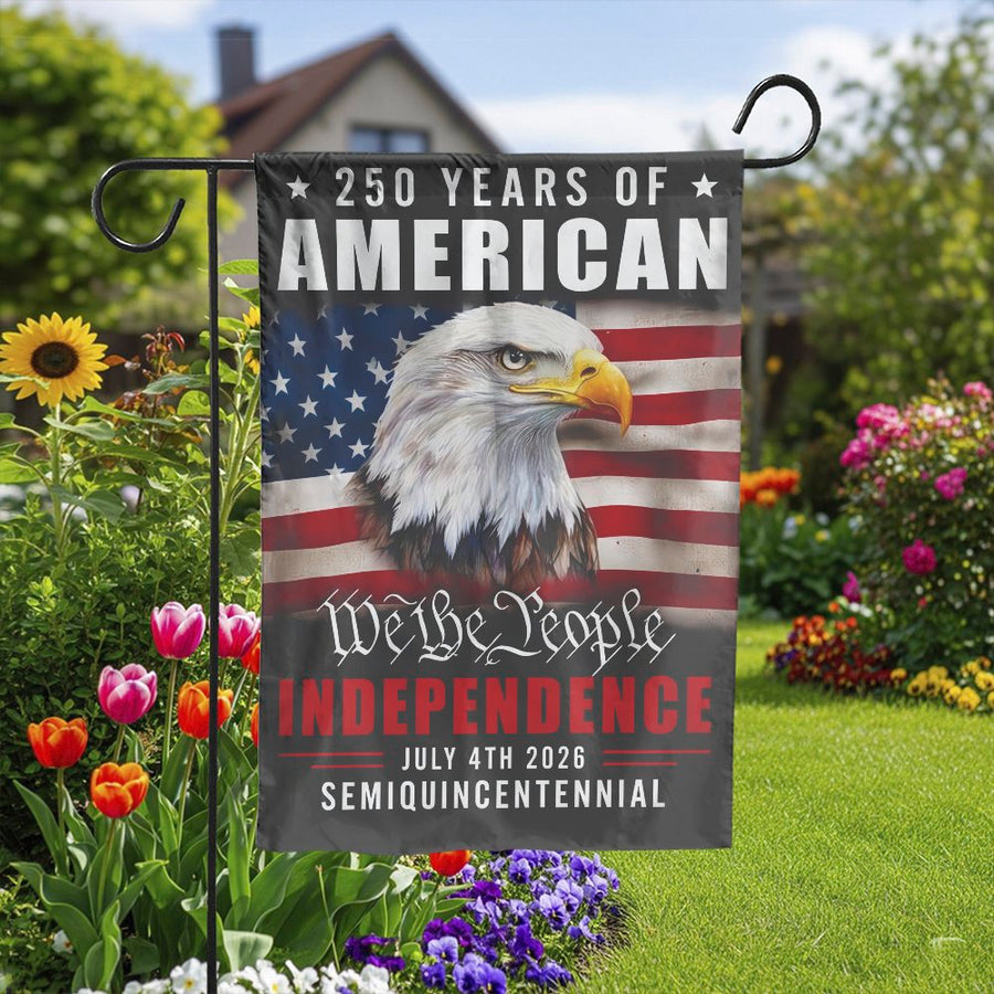America 250th Anniversary Garden Flag | We The People Bald Eagle | Double Sided Weather-Resistant Polyester | Collector's Patriotic Yard Decor for July 4th 2026