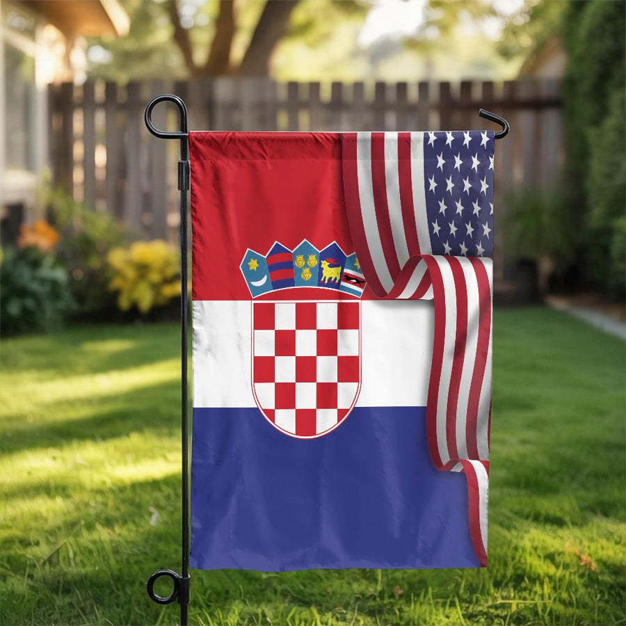 Croatian American Garden Flag | US and Croatia Heritage Banner | Premium Weather-Resistant Polyester | Patriotic Yard Decor Gift for Croatian Americans