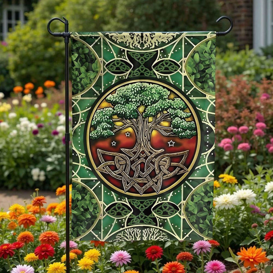 Celtic Tree of Life Garden Flag | Double Sided Irish Knot Design | Premium Weather-Resistant Polyester | St Patrick's Day Decor & Yard Gift