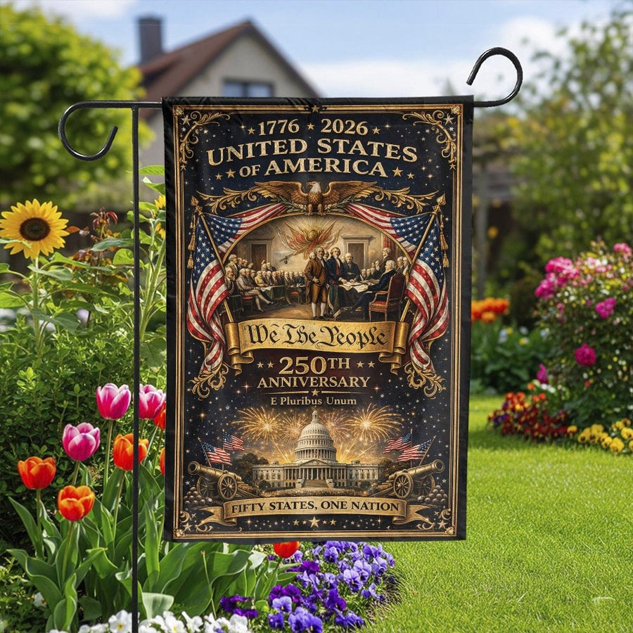 America 250th Anniversary Garden Flag | We The People 1776-2026 Design | Double Sided Polyester | Patriotic Yard Decor Collector's Gift