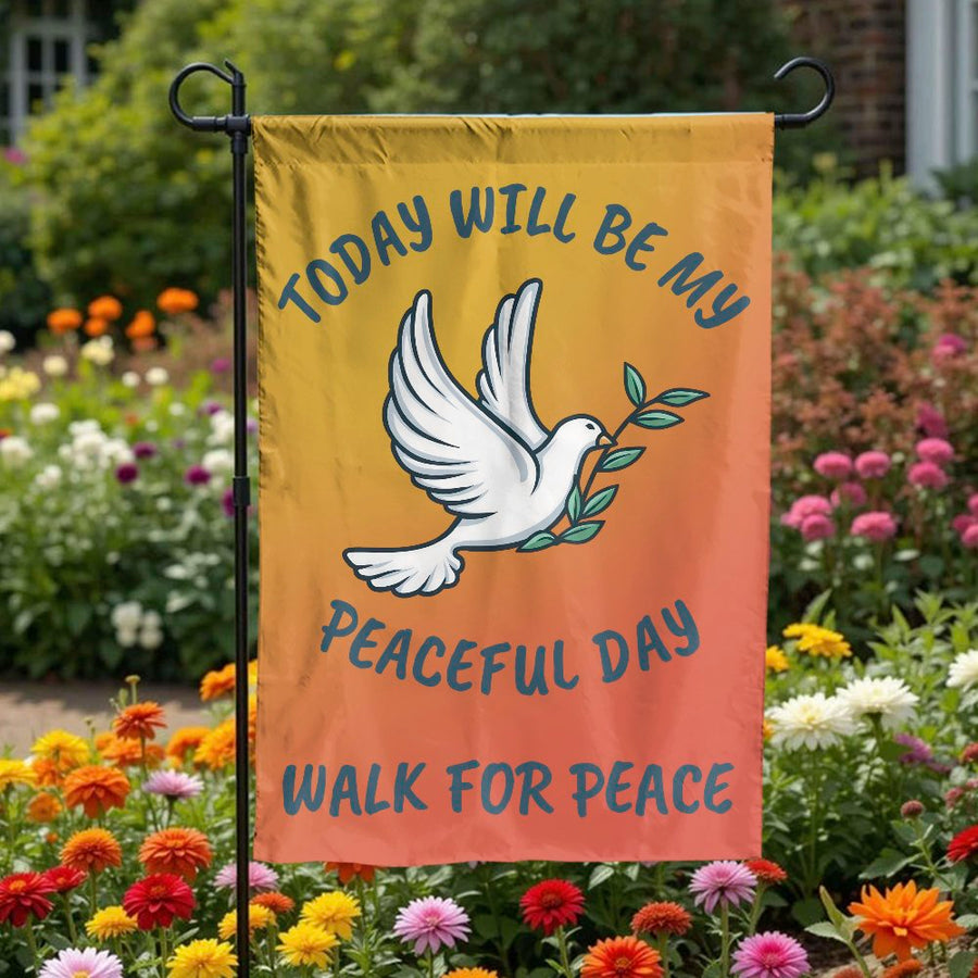Peace Dove Garden Flag | 'Peaceful Day' Inspirational Quote | Double Sided Weatherproof Fabric | Spiritual Yard Decor & Outdoor Gift