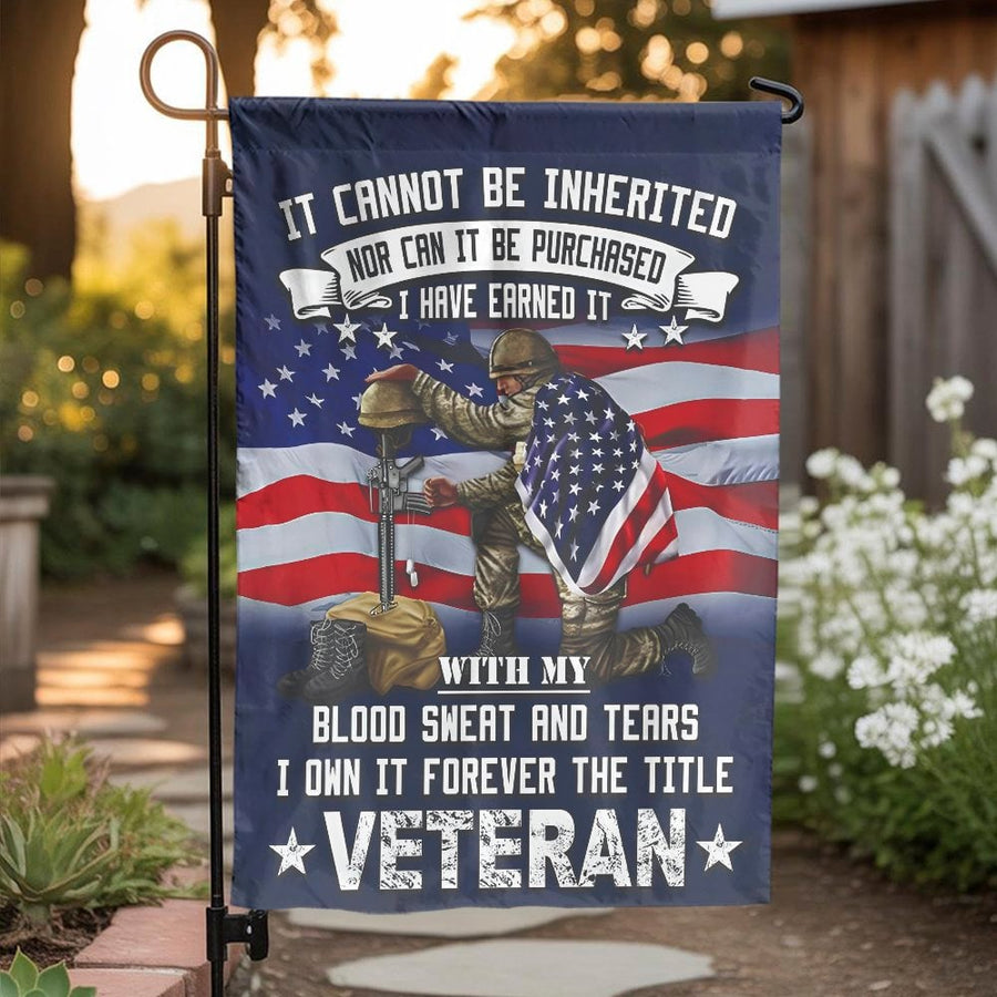 Patriotic Veteran Garden Flag | Kneeling Soldier Memorial Quote | Double-Sided Polyester Fabric | Military Family Yard Decor Gift