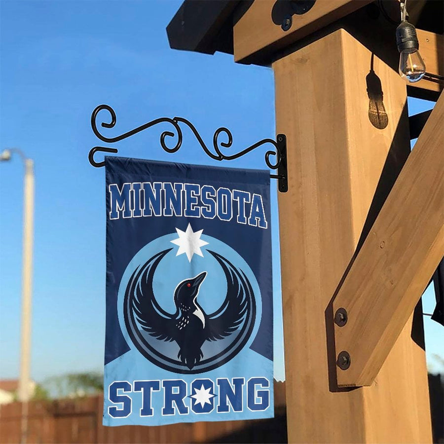 Minnesota Strong Garden Flag | State Pride Loon Bird Logo | Weather Resistant Polyester | Outdoor Yard Decor Gift