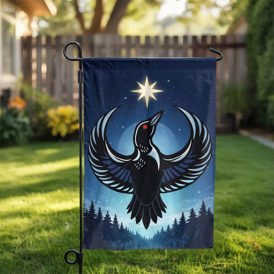 Minnesota Loon Garden Flag | Celestial North Star Design | Double-Sided Weatherproof Fabric | Premium Outdoor Yard Decor Gift for Minnesotans