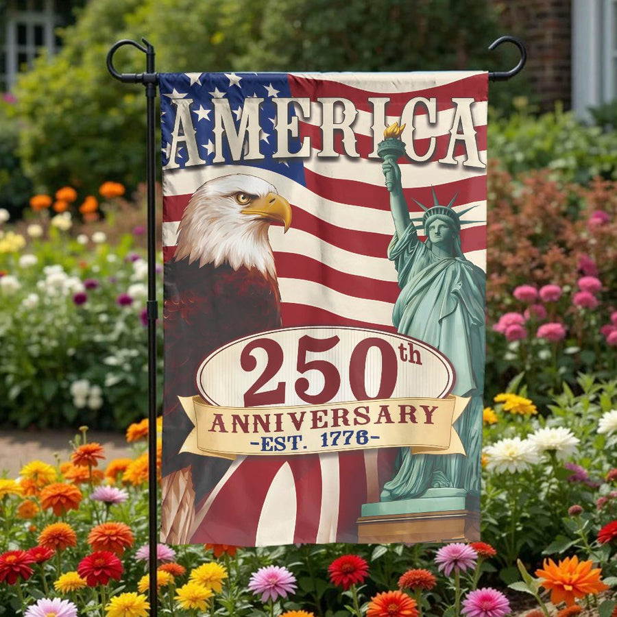 America 250th Anniversary Garden Flag | Patriotic Eagle & Liberty Design | Weatherproof Double Sided Fabric | Collector's 2026 Yard Decor Gift