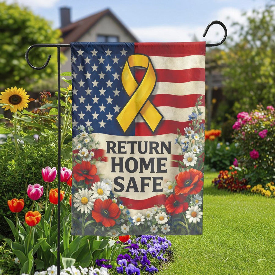 Yellow Ribbon Garden Flag | Support Our Troops Return Home Safe | Double Sided Polyester | Premium Military Family Yard Decor