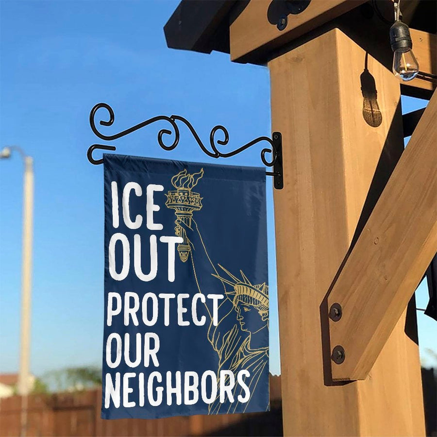 ICE Out Garden Flag | Protect Our Neighbors Political Protest Sign | Double Sided Premium Polyester | Social Justice Activist Gift