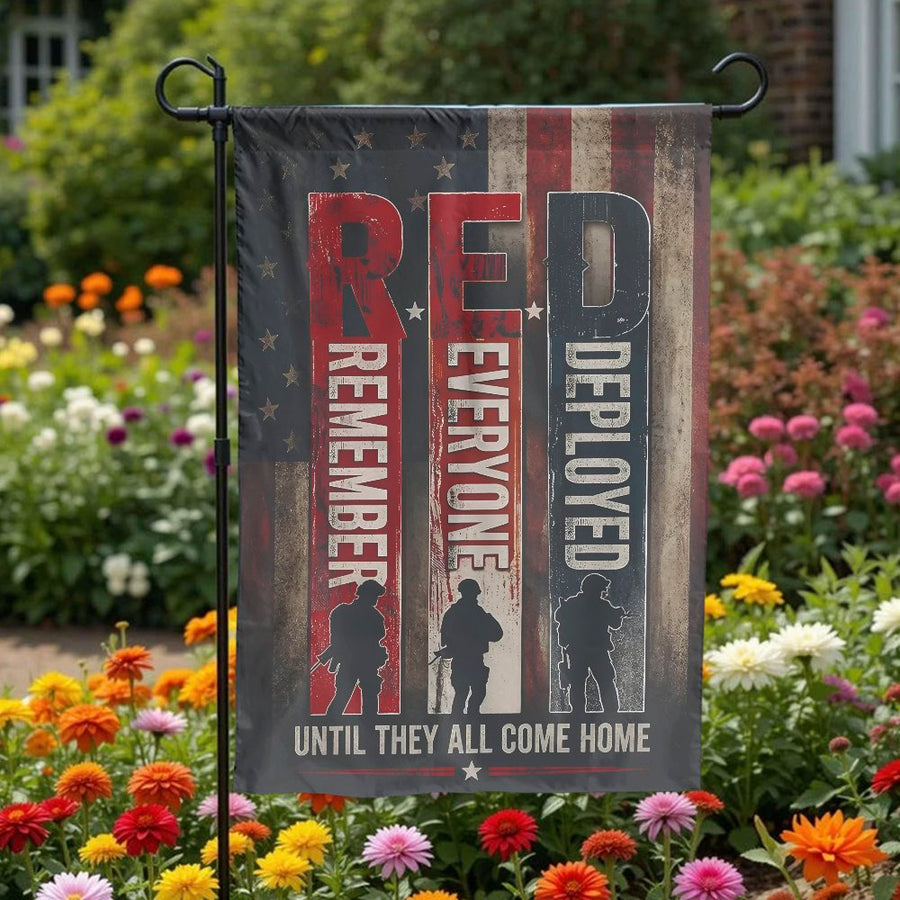 R.E.D. Friday Garden Flag | Remember Everyone Deployed Vintage Design | Double-Sided Polyester | Support Our Troops Gift for Military Families