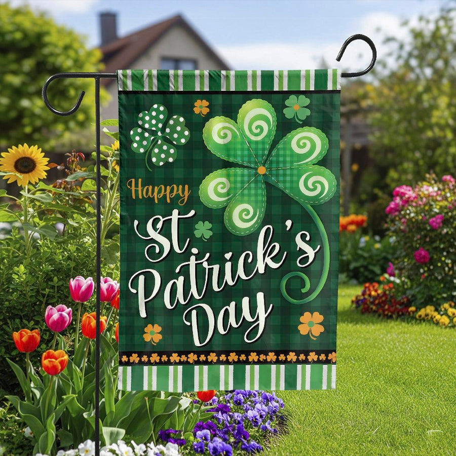St Patrick's Day Garden Flag | Double Sided Shamrock Clover Print | Premium Weather-Resistant Fabric | Seasonal Outdoor Decor for Home and Yard