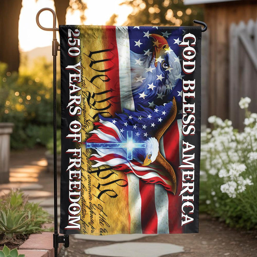 Patriotic Eagle Garden Flag | 250 Years of Freedom Design | Double Sided Polyester | God Bless America Yard Decor Gift