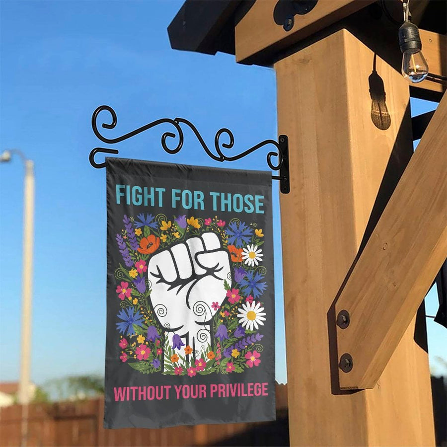 Social Justice Garden Flag | Floral Raised Fist Design | Double-Sided Weather-Resistant Yard Banner | Progressive Outdoor Decor Gift