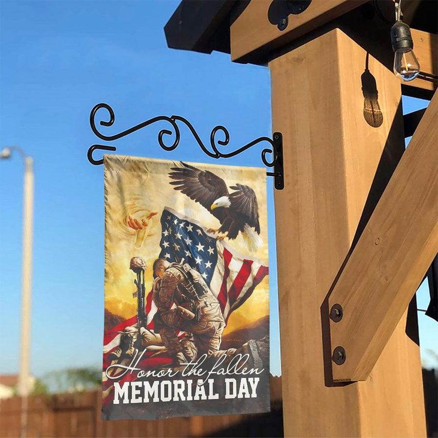 Memorial Day Garden Flag | Honor The Fallen Soldier with American Flag | Double Sided Weatherproof Yard Decor | Patriotic Memorial Gift for Veteran Family