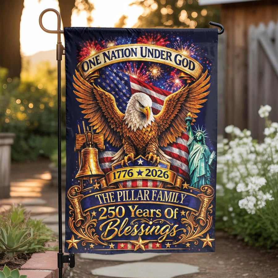 Patriotic 250th Anniversary Garden Flag | One Nation Under God American Eagle | Double Sided Weather Resistant Polyester | Commemorative Gift for Family
