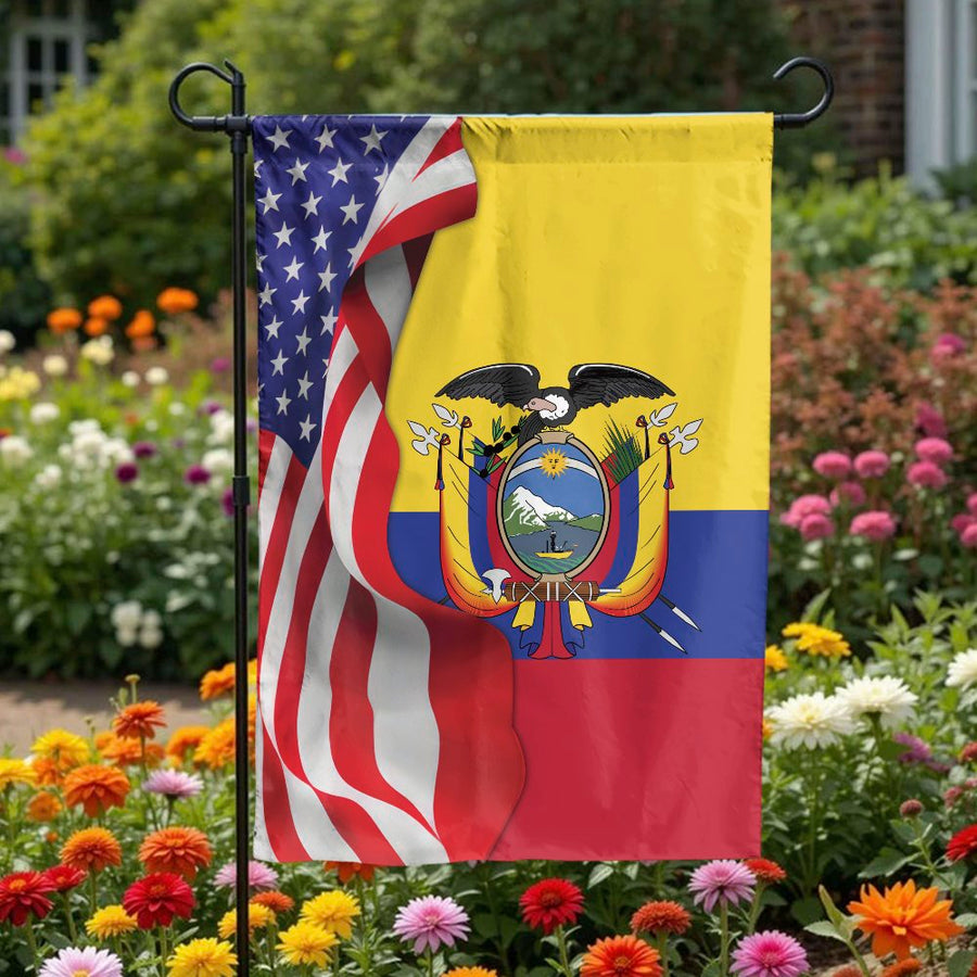 Ecuadorian American Garden Flag | Half USA and Ecuador Heritage Design | Weather Resistant Polyester | Gift for Ecuadorian Outdoor Yard Decor