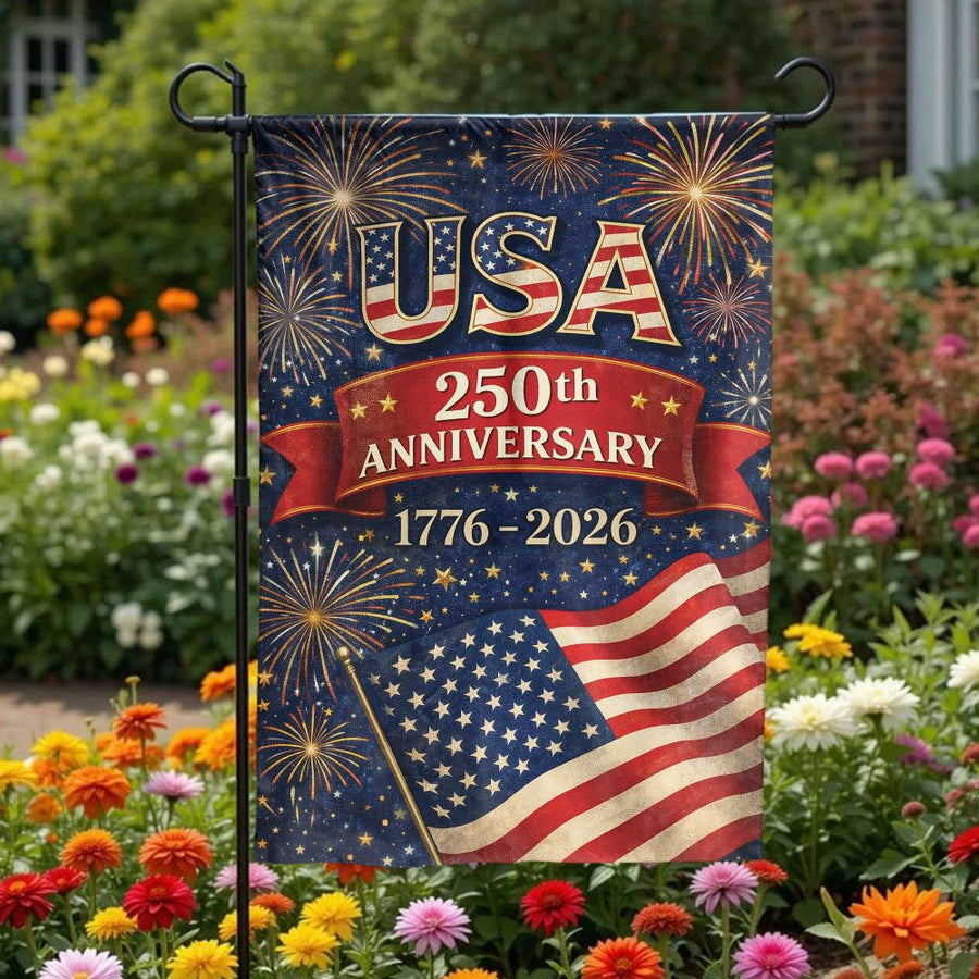 USA 250th Anniversary Garden Flag | 1776-2026 Semiquincentennial Design | Weather-Resistant Polyester | Commemorative Patriotic Yard Decor