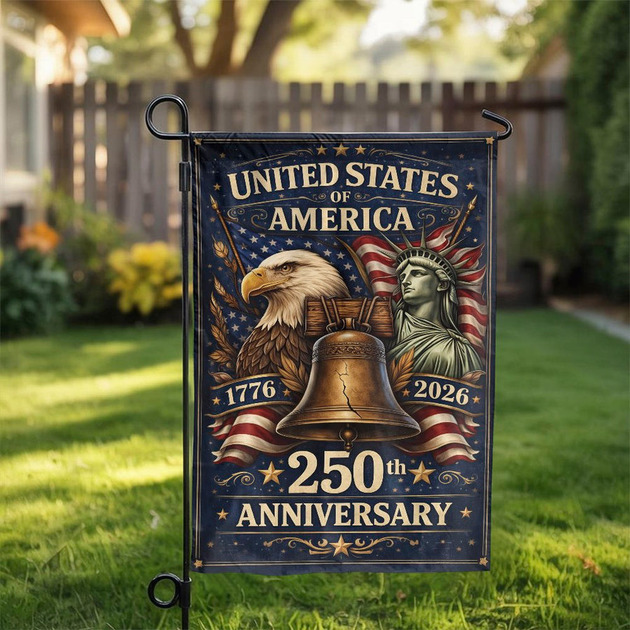 USA 250th Anniversary Garden Flag | Vintage 1776-2026 Patriotic Design | Double Sided Polyester | Collector's Outdoor Decor Gift