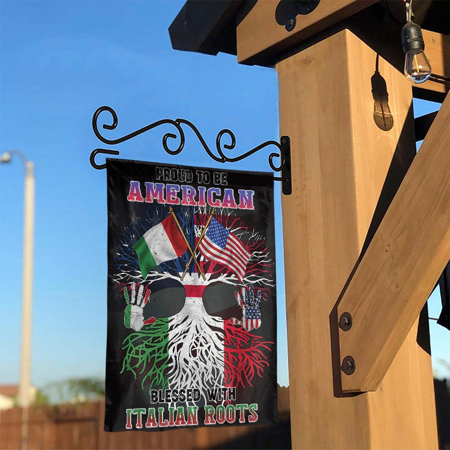 Italian American Garden Flag | Proud American with Italian Roots Tree Design | Double-Sided Polyester | Patriotic Heritage Gift