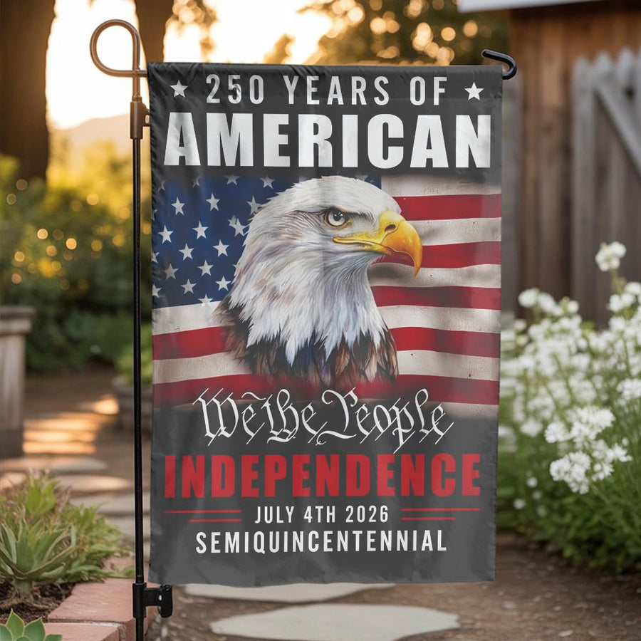 America 250th Anniversary Garden Flag | We The People Bald Eagle | Double Sided Weather-Resistant Polyester | Collector's Patriotic Yard Decor for July 4th 2026
