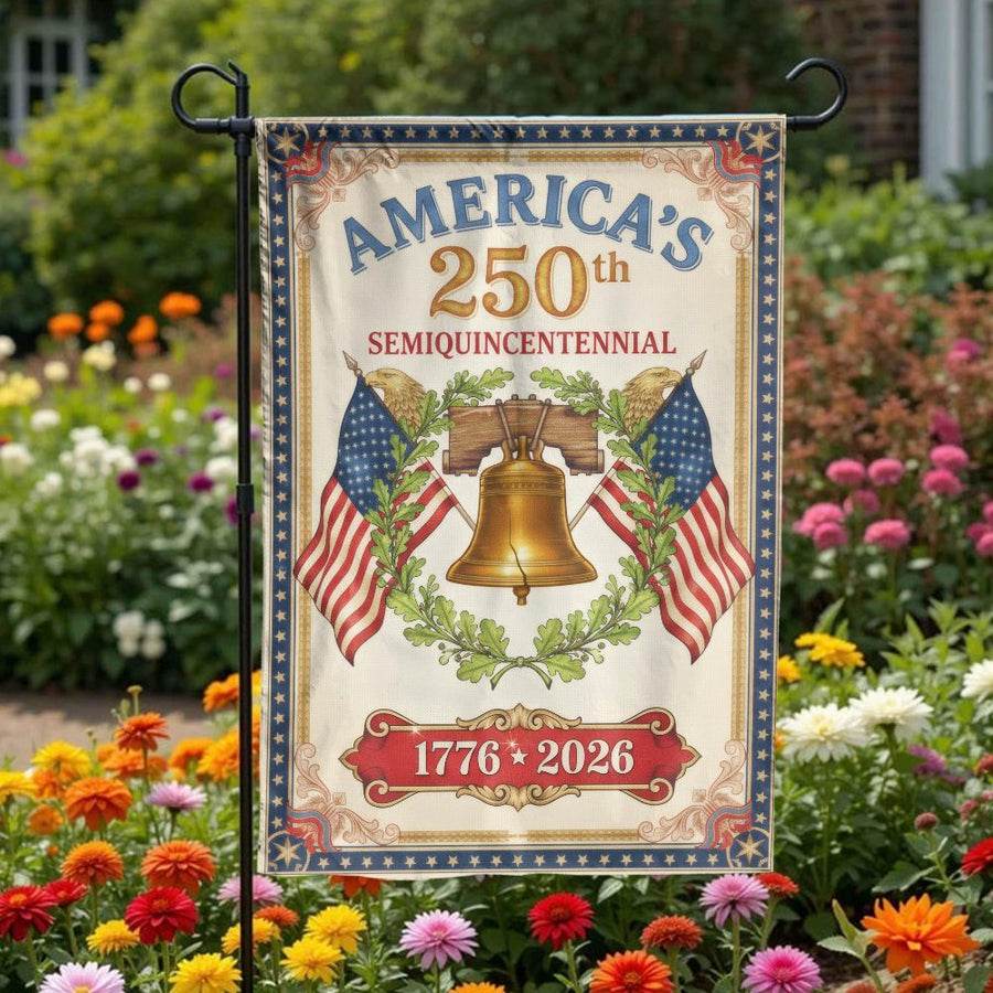 America 250th Semiquincentennial Garden Flag | Vintage 1776-2026 Liberty Bell Design | Double Sided Polyester | Commemorative Patriotic Yard Decor
