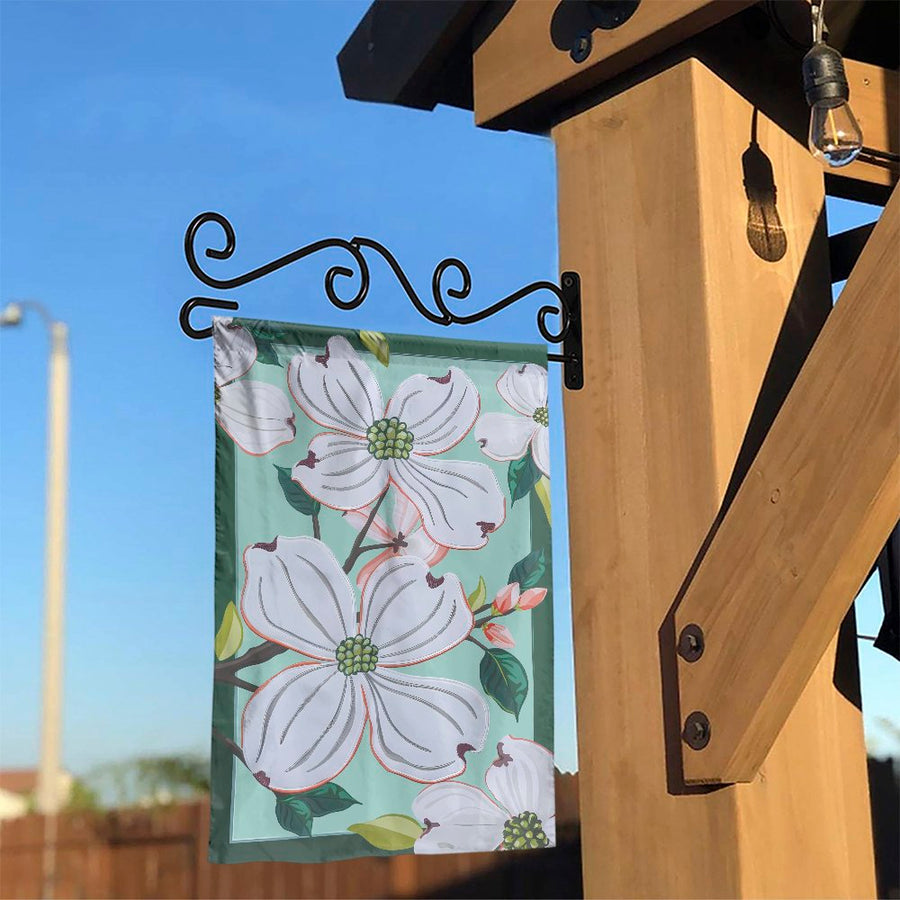 Dogwood Flower Garden Flag | Vintage Botanical Print Illustration | Premium Weather Resistant Fabric | Spring Welcome Yard Decor Gift for Gardener