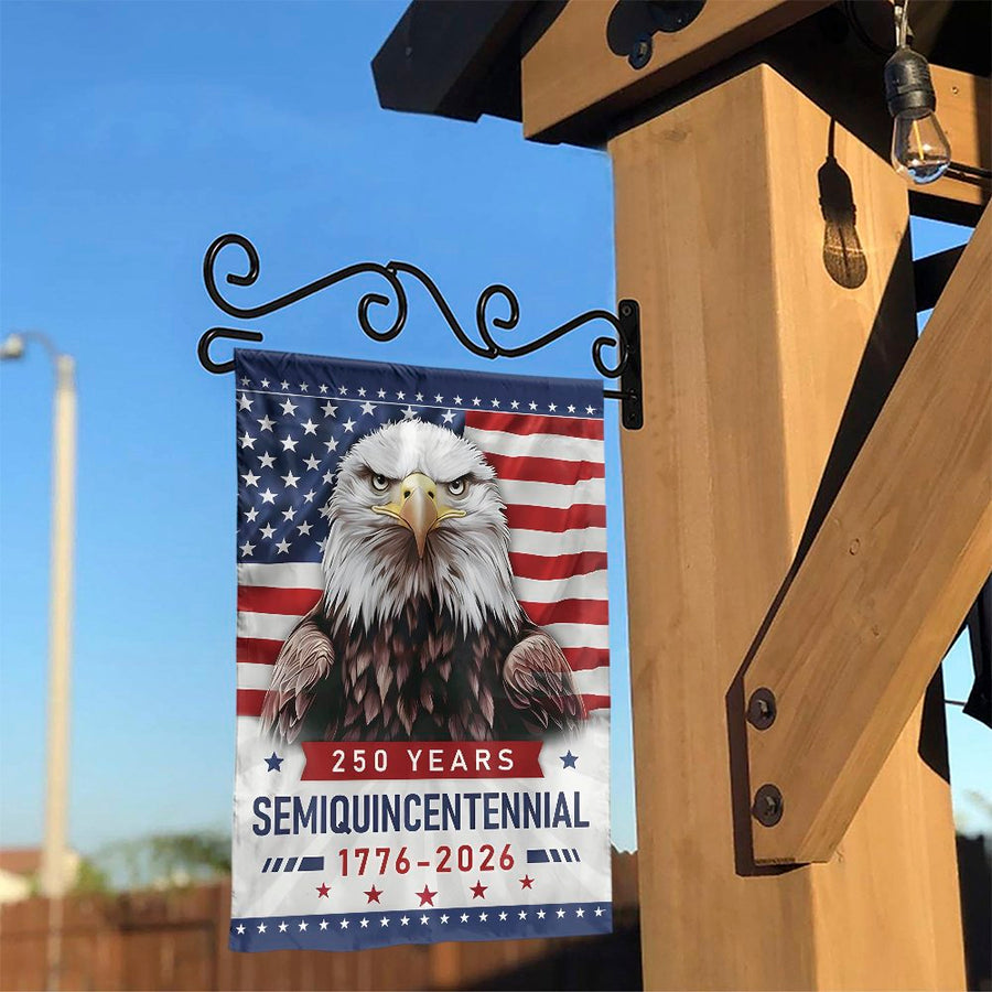 USA 250th Anniversary Garden Flag | Patriotic Eagle & US Flag Design | Double Sided Weather Resistant Polyester | Collector's Semiquincentennial Yard Decor