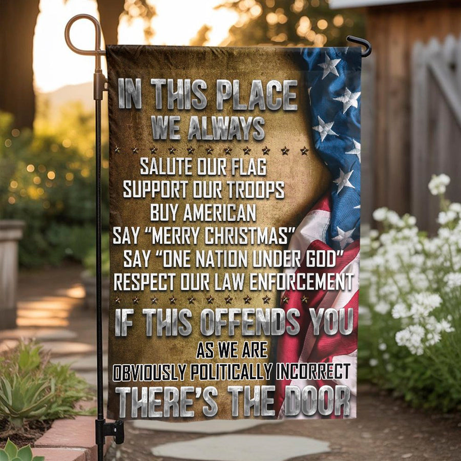 Patriotic Garden Flag | We Salute Our Flag & Support Troops Design | Premium Weather Resistant Polyester | Conservative Yard Decor Gift for Patriots