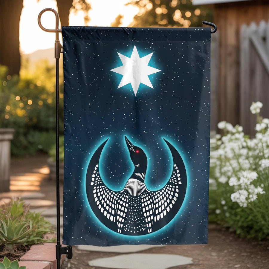 Celestial Loon Garden Flag | Starry Night Sky Bird Art | Double Sided Weather Resistant Fabric | Premium Yard & Patio Welcome Decor