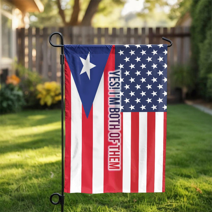 Puerto Rican American Garden Flag | Half USA Half Puerto Rico Split Flag | Double-Sided Polyester | Patriotic Boricua Heritage Gift for Yard Decor