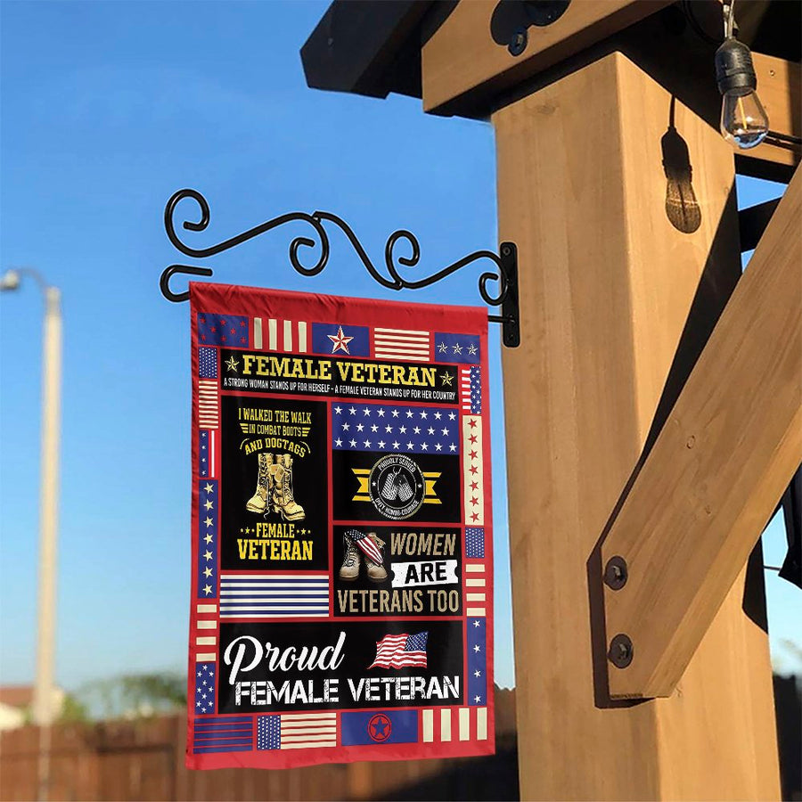 Proud Female Veteran Garden Flag | Patriotic Double-Sided Print | Fade-Resistant Outdoor Banner | Premium Gift for US Military Service Woman