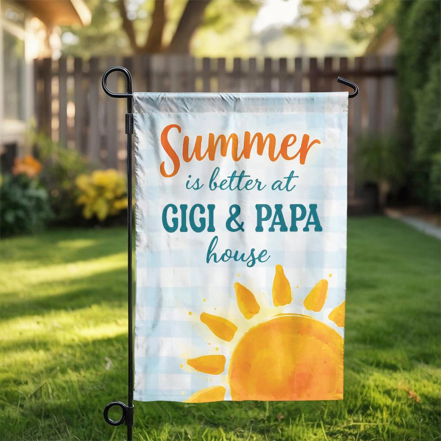 Gigi and Papa Garden Flag | Summer Grandkids Welcome Sign | Premium Double Sided Polyester | Outdoor Yard Decor Gift for Grandparents