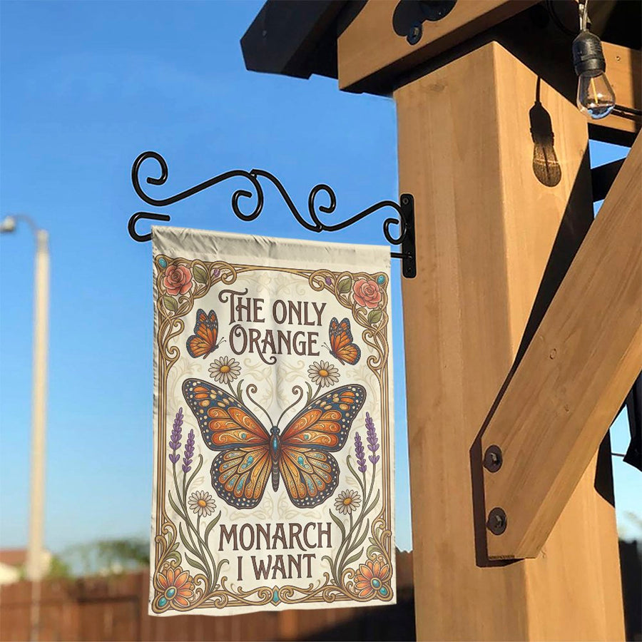 Anti Trump Garden Flag | "The Only Orange Monarch I Want" Design | Double Sided Polyester Fabric | Funny Liberal Democrat Yard Decor Gift