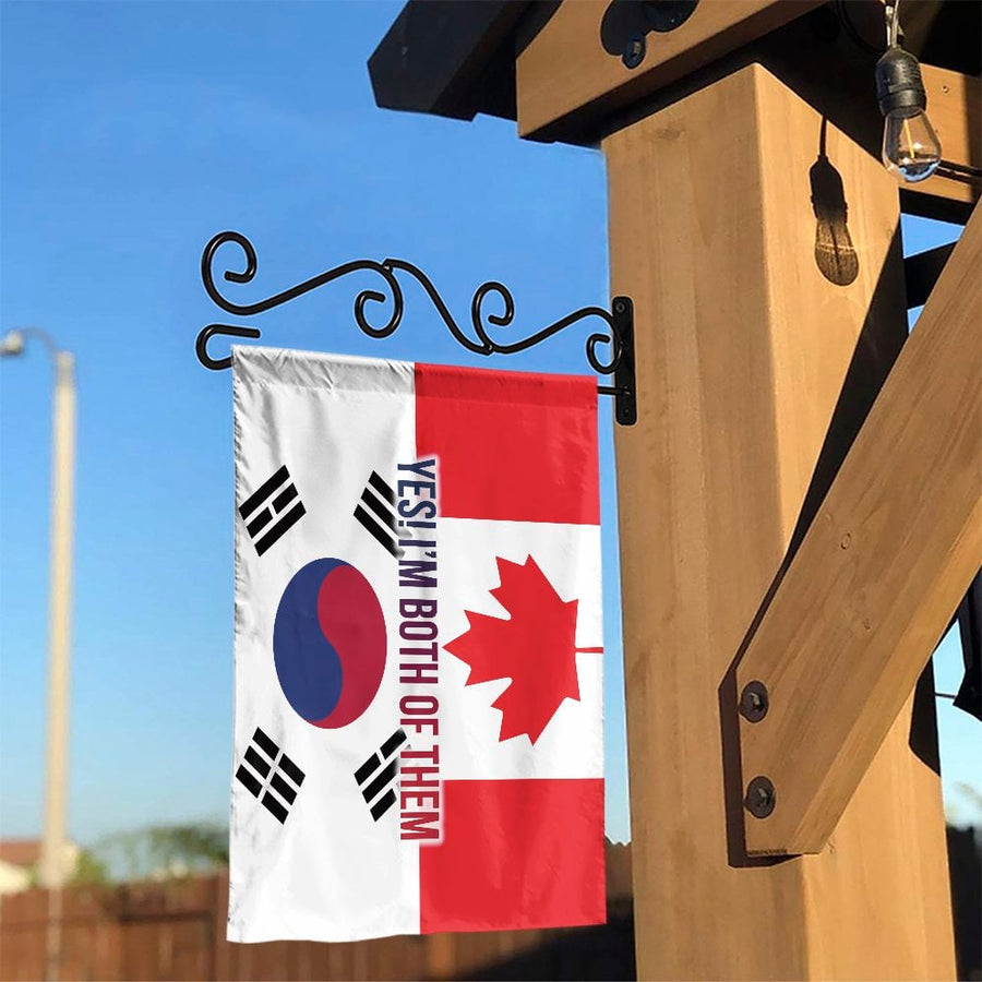 Canadian South Korean Garden Flag | Split Heritage 'I'm Both' Design | Premium Double-Sided Polyester | Gift for Korean Canadian Family Pride