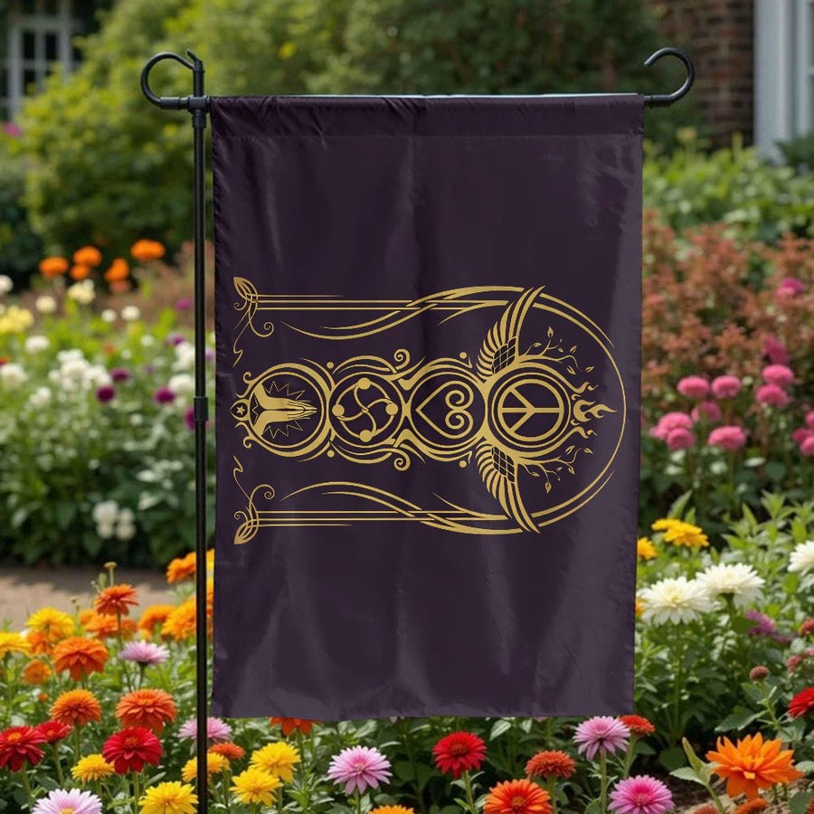 PLUR Rave Garden Flag | Peace Love Unity Respect Symbols | Premium Weather Resistant Fabric | Gift for Raver, EDM Festival Home Decor