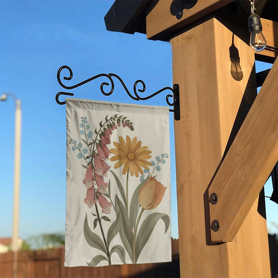 Vintage Floral Garden Flag | Wildflower Botanical Illustration | Premium Weather-Resistant Fabric | Double Sided Yard & Patio Decor Gift