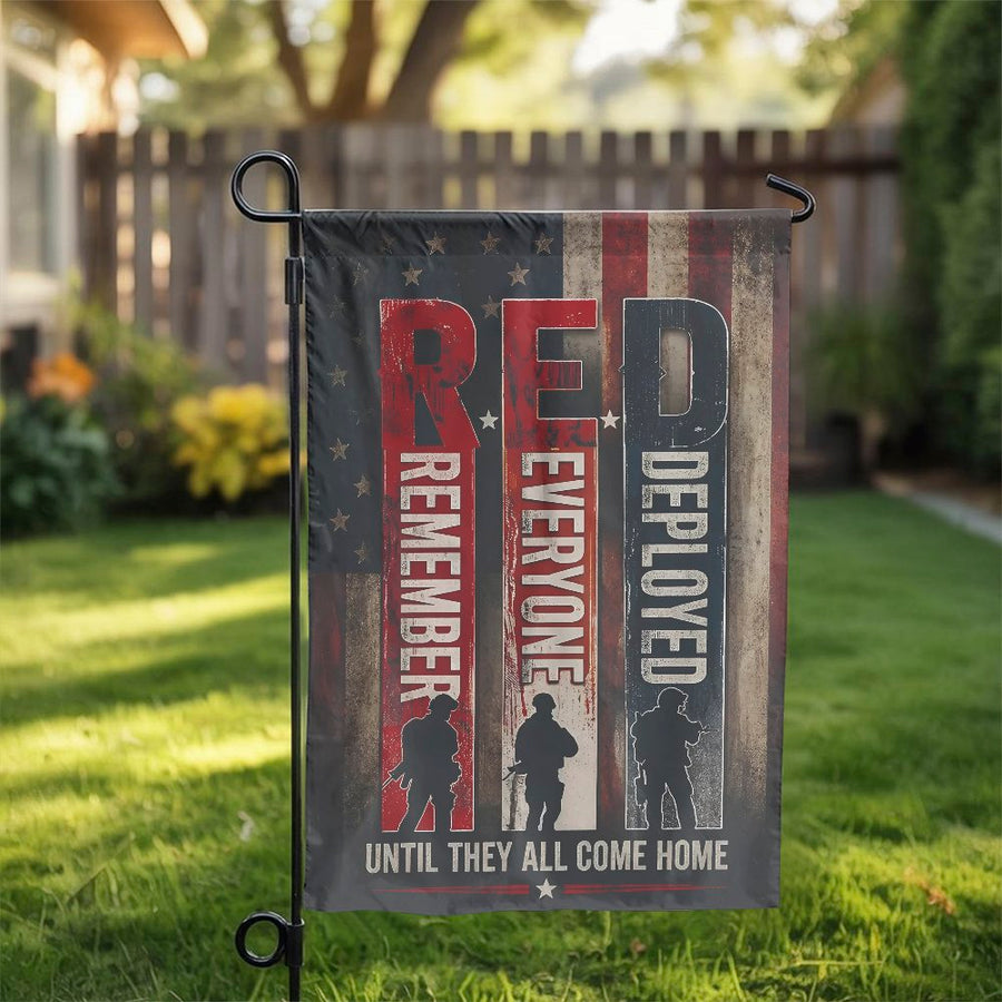 R.E.D. Friday Garden Flag | Remember Everyone Deployed Vintage Design | Double-Sided Polyester | Support Our Troops Gift for Military Families