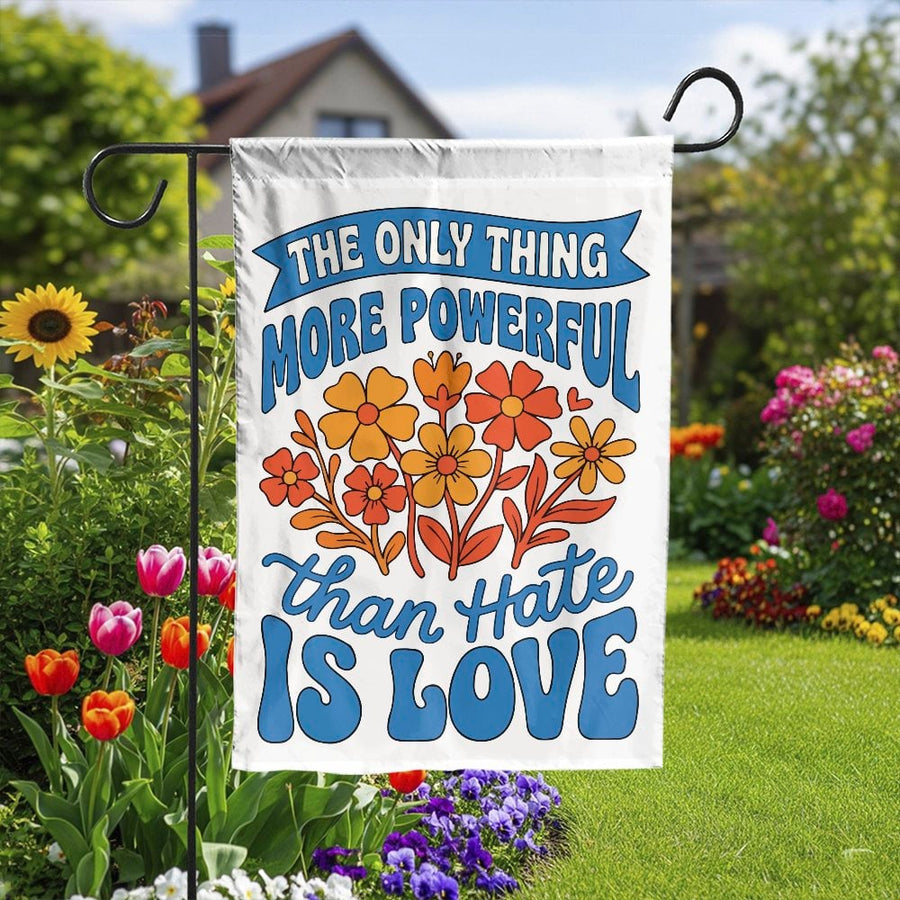 Inspirational Love Quote Garden Flag | Retro 70s Floral Art | Double Sided Weather Resistant Polyester | Positive Message Yard Decor Gift