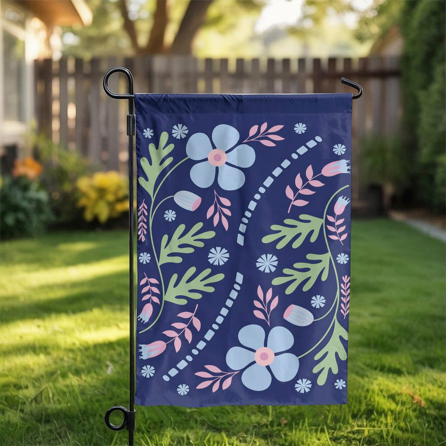 Floral Garden Flag | Double Sided Scandinavian Flower Print | Weather Resistant Polyester | Premium Outdoor Decor for Yard & Patio