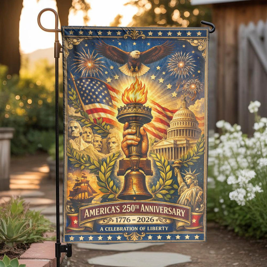 America's 250th Anniversary Garden Flag | Patriotic 1776-2026 Celebration of Liberty | Double Sided Weather Resistant | Commemorative Outdoor Yard Decor
