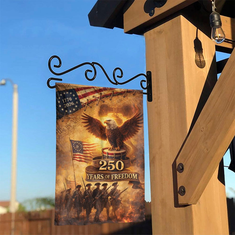 American 250th Anniversary Garden Flag | Patriotic Eagle Revolutionary War Design | Double Sided Polyester | Commemorative Yard Decor for Patriots