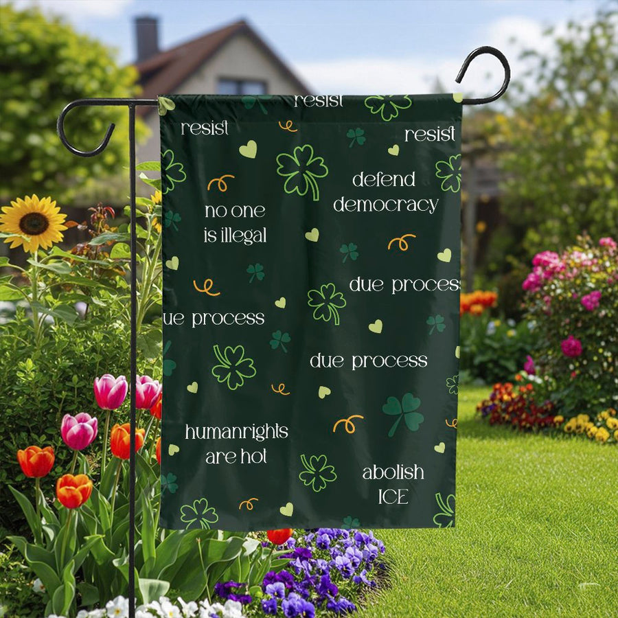 Progressive Garden Flag | Resist Abolish ICE Social Justice Banner | Double Sided Weatherproof Fabric | Activist Yard Art Gift