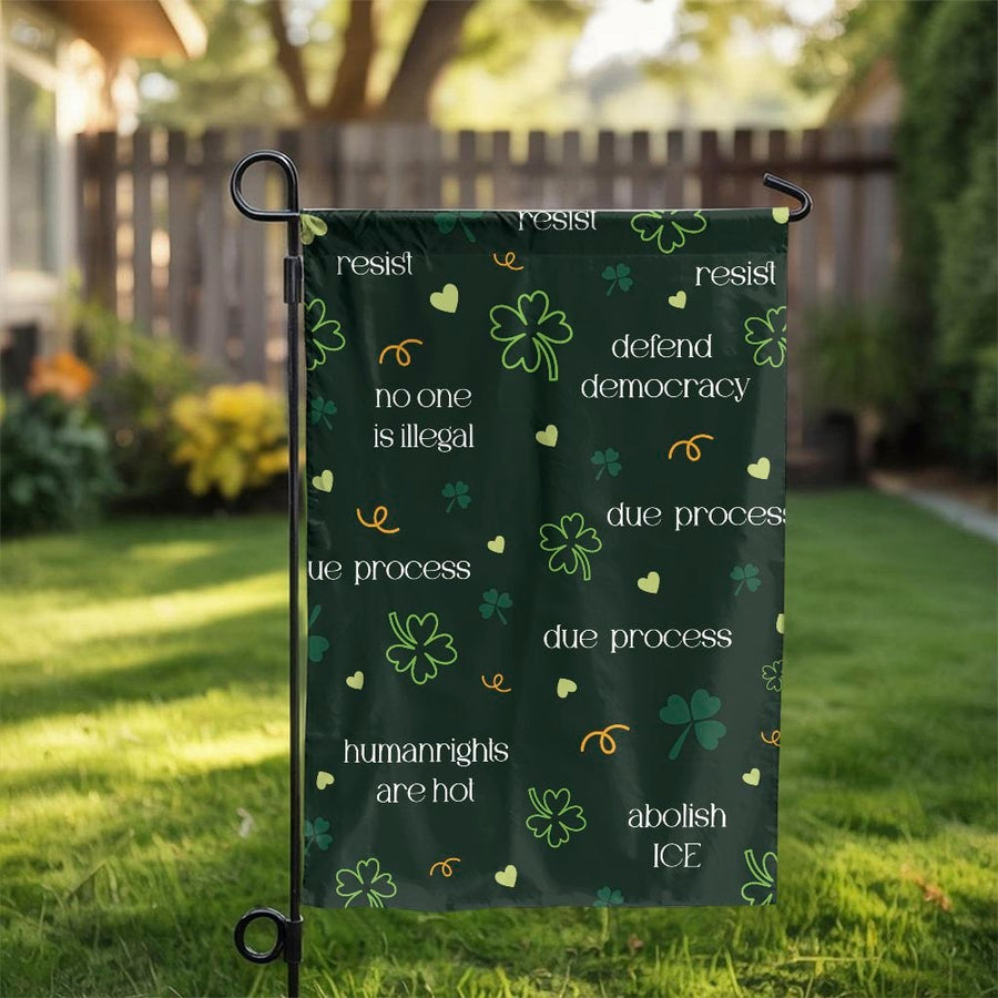Progressive Garden Flag | Resist Abolish ICE Social Justice Banner | Double Sided Weatherproof Fabric | Activist Yard Art Gift