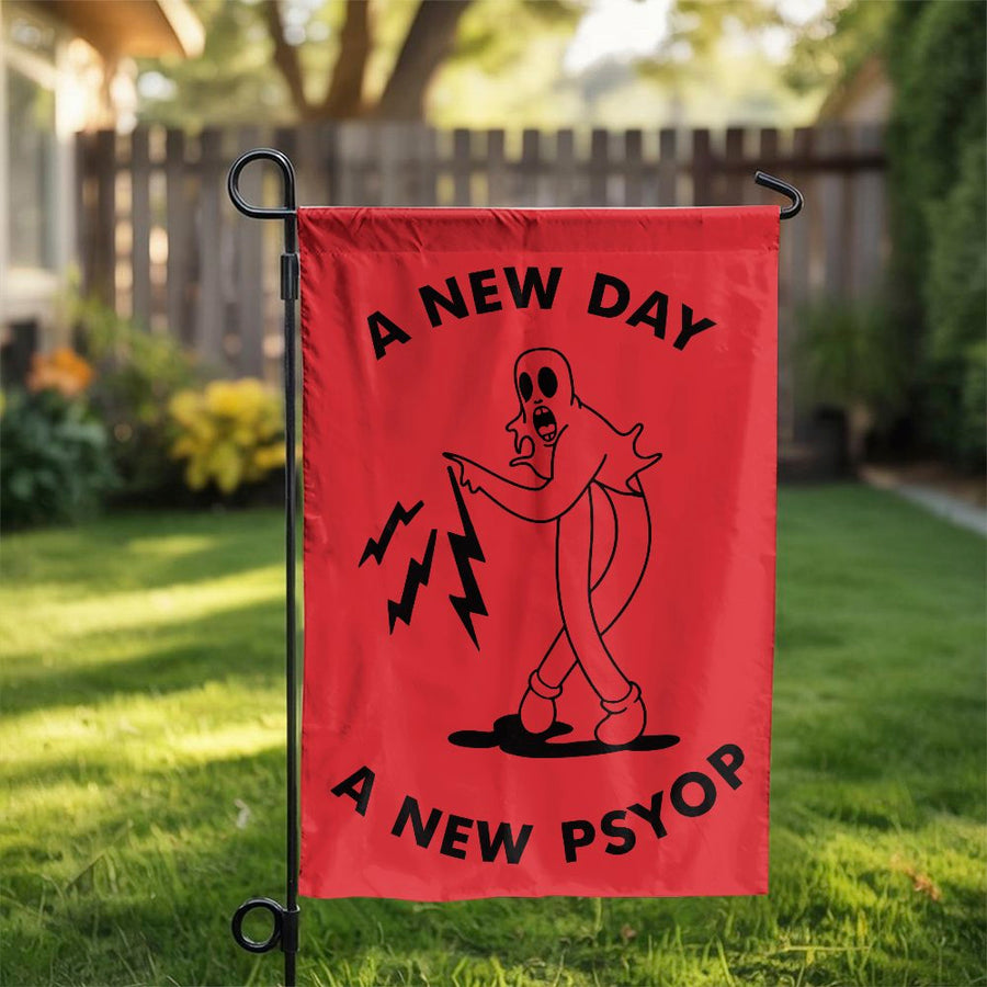 New Day New Psyop Garden Flag | Funny Internet Meme Design | Weather Resistant Double Sided Polyester | Unique Outdoor Yard Decor Gift
