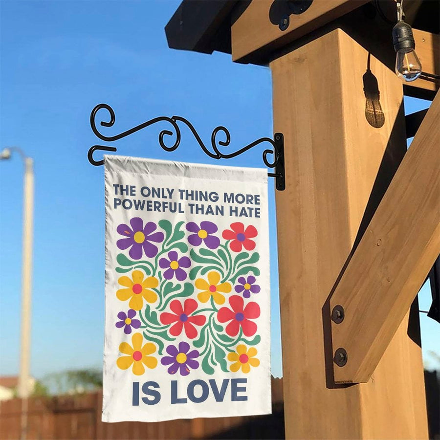 Love Over Hate Garden Flag | Retro Floral Art with Positive Message | Double Sided Weather Resistant Fabric | Welcoming Home & Yard Decor Gift