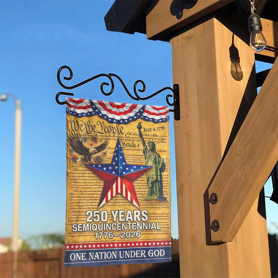 250th Anniversary USA Garden Flag | We The People Constitution Design | Weather Resistant Polyester | Patriotic Yard Decor Gift
