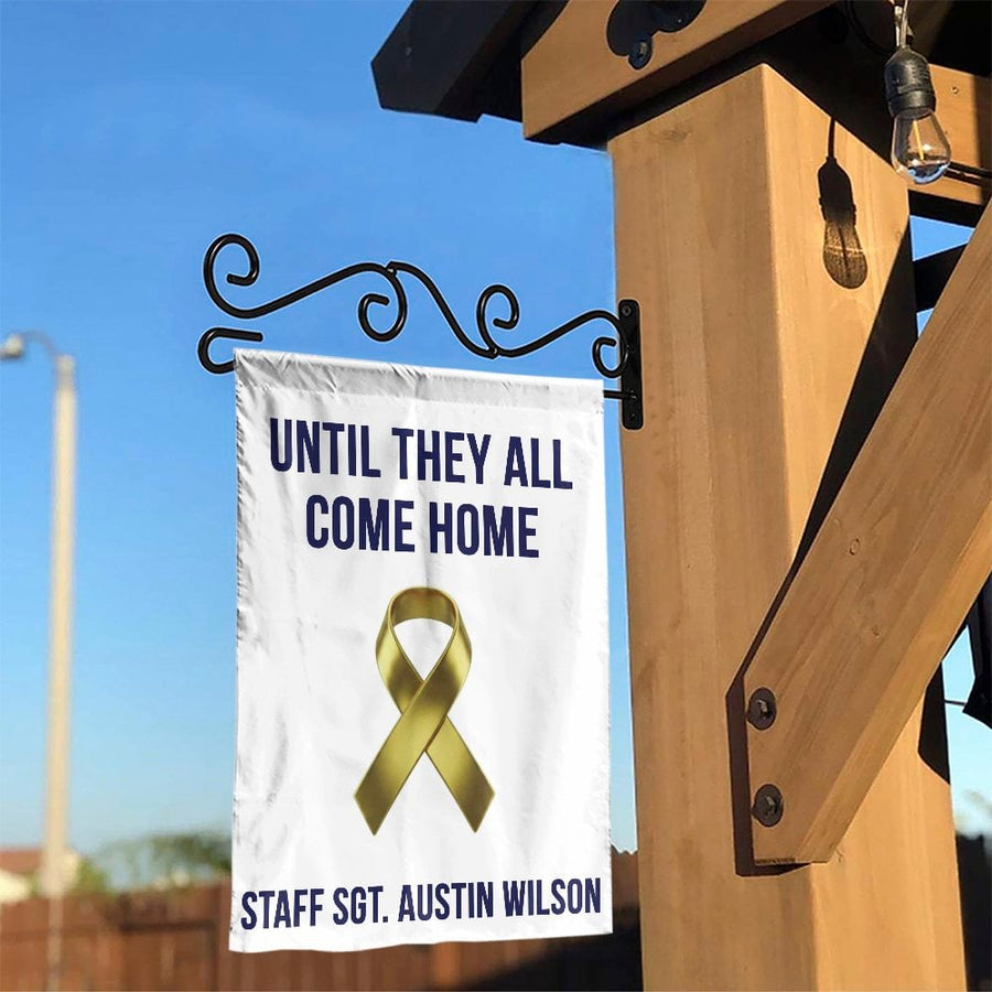 Military Deployment Garden Flag | Yellow Ribbon Until They All Come Home Sign | Double Sided Weather Resistant Polyester | Support Our Troops Gift