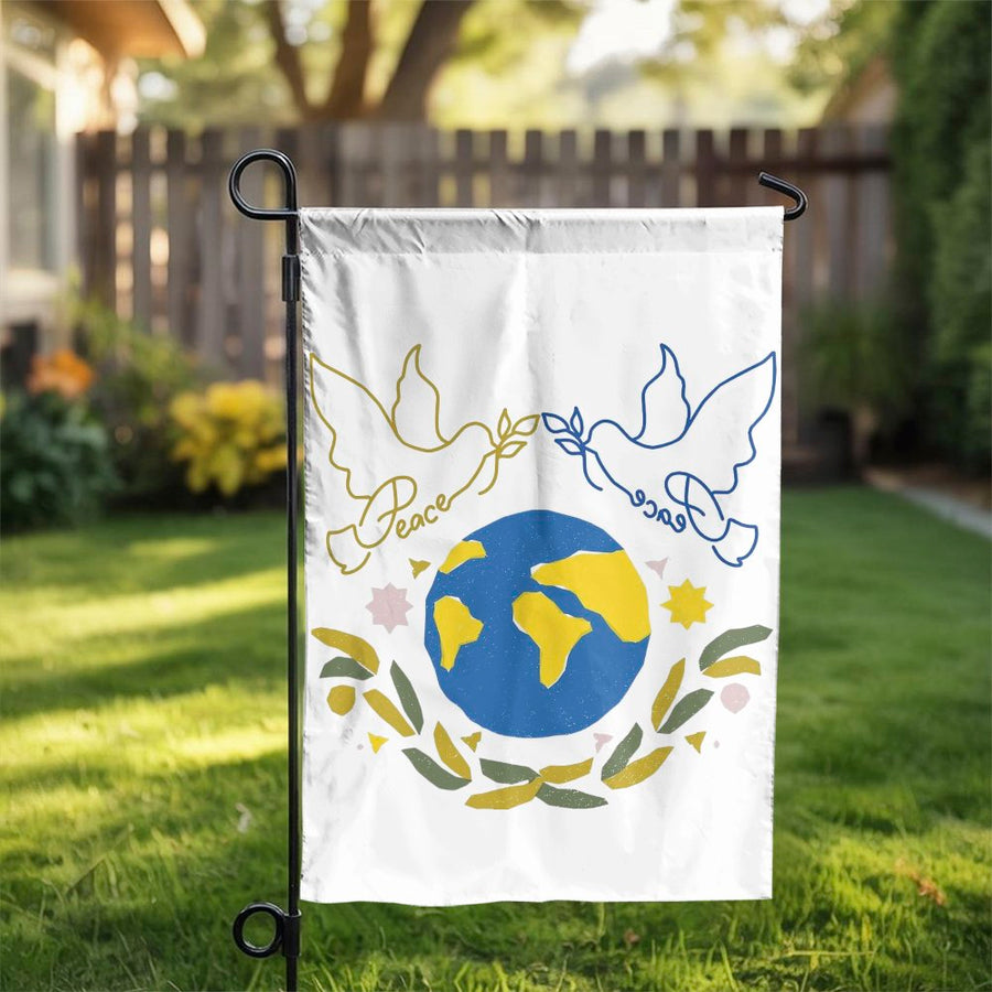 Peace Dove Garden Flag | Blue and Yellow Global Peace Design | Double Sided Polyester | Support for Ukraine Outdoor Yard Decor Gift
